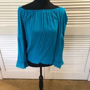 Large off the shoulder teal top
